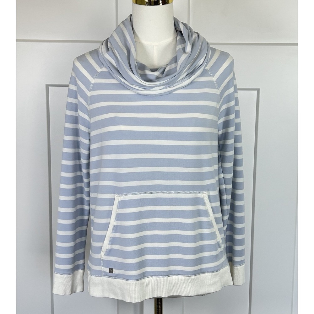 Lauren Ralph Lauren Striped Cowl Neck Sweatshirt - Women's SMALL - Blue/White